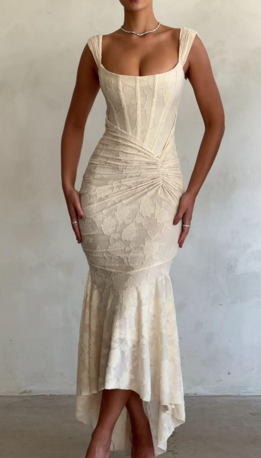 White bell floral maxi dress