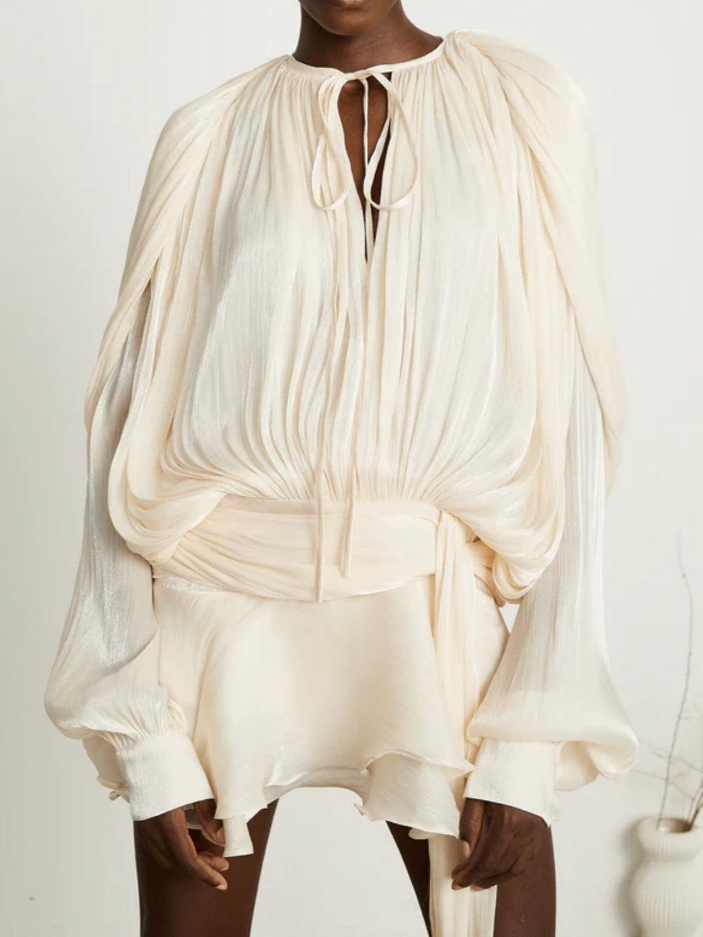 Full Pleated Ruffle Mini Dress