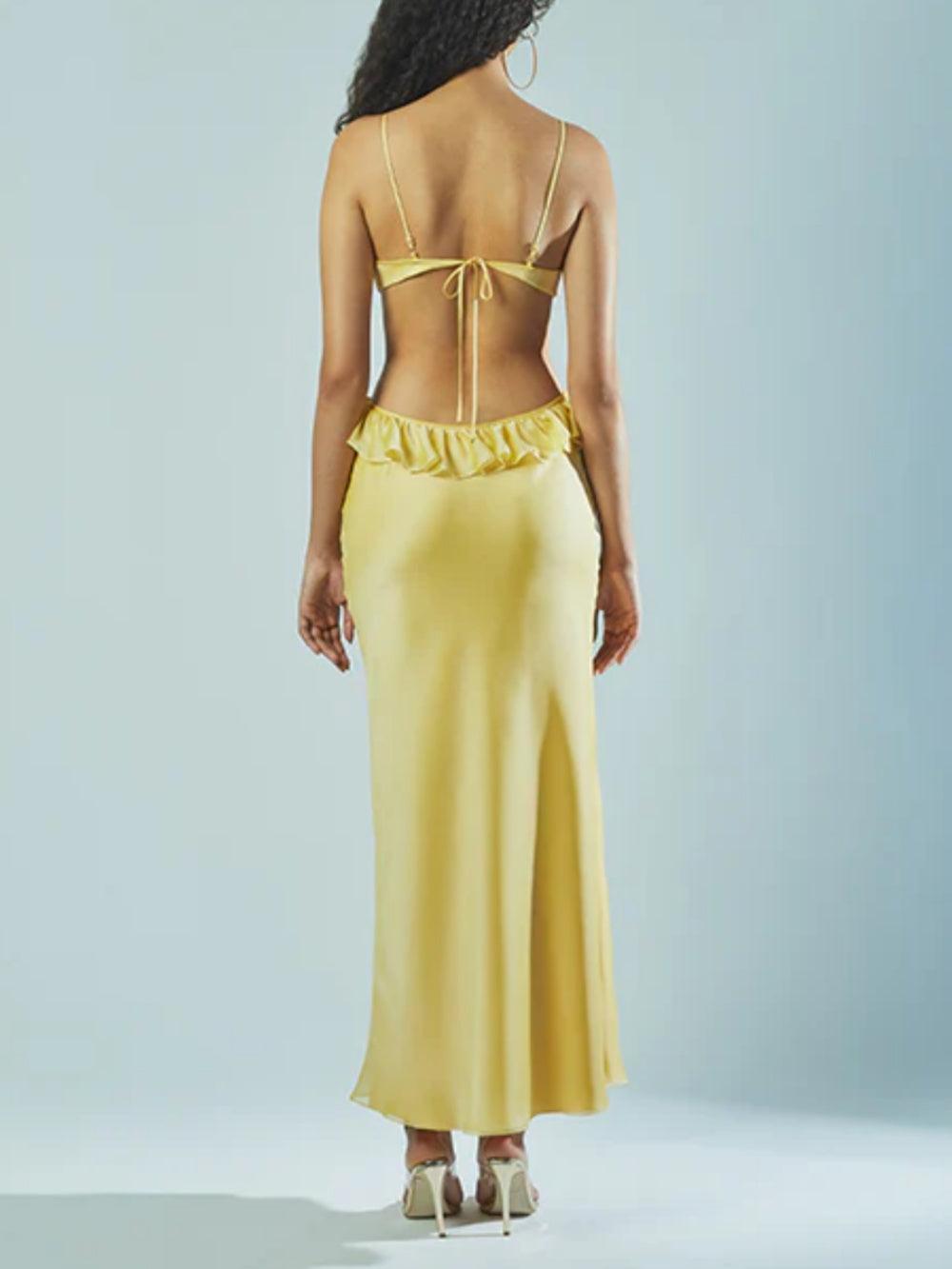 Ruffle Maxi Slip Dress