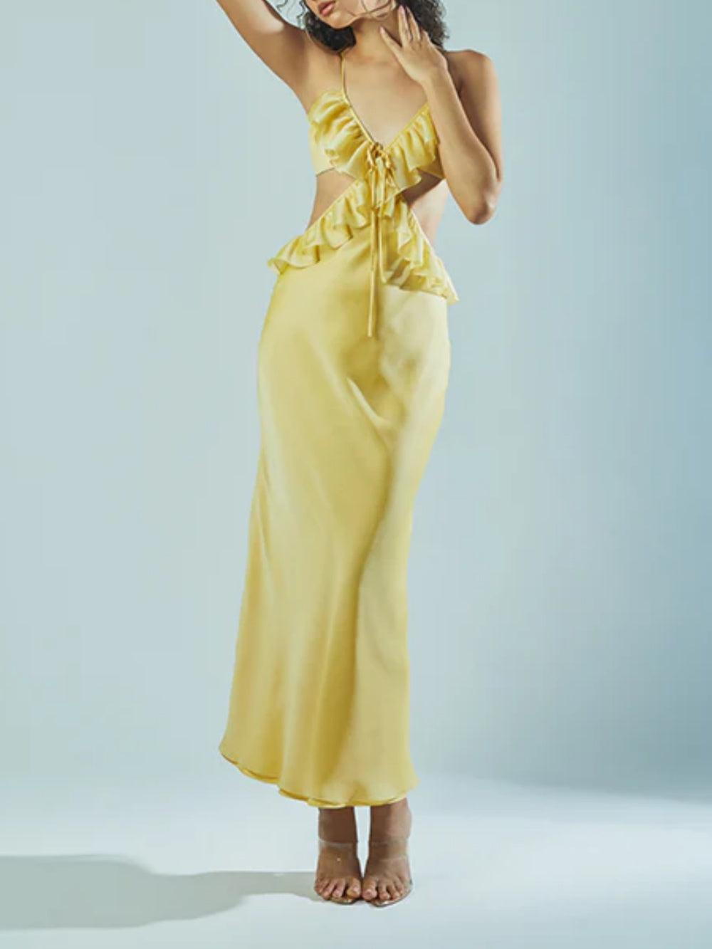 Ruffle Maxi Slip Dress