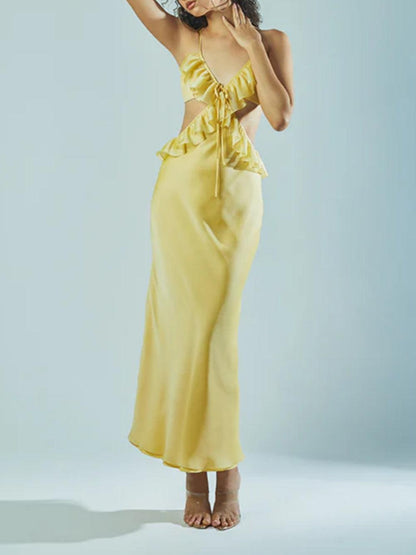 Ruffle Maxi Slip Dress