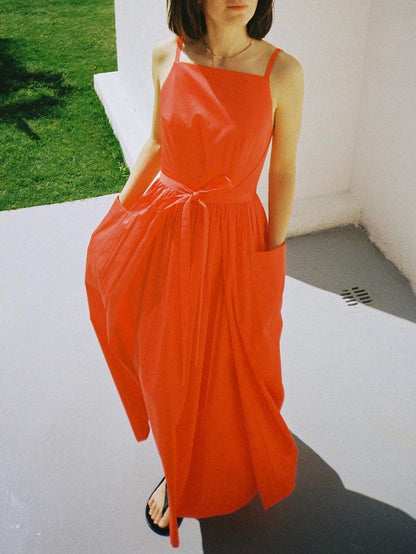 Sun Waist Midi Dress with No Side Seams