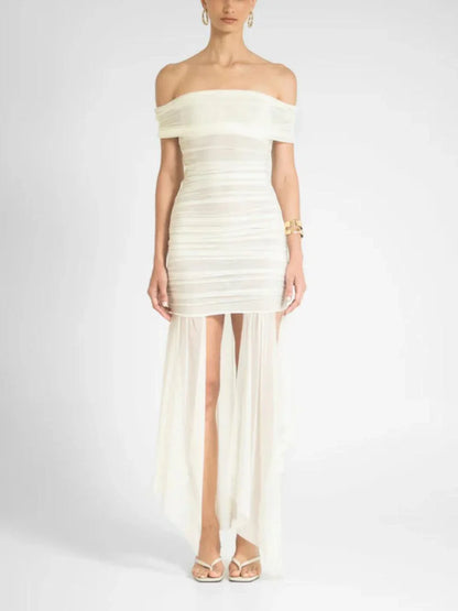 Fashion tube top halter neck waist slim fit solid color dress