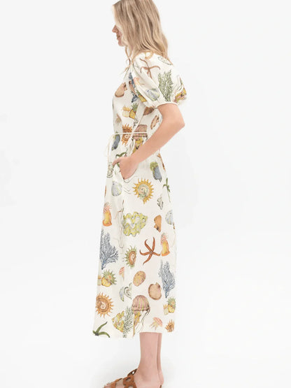 Multicolor V-knit Long Button-front Shirt Dress