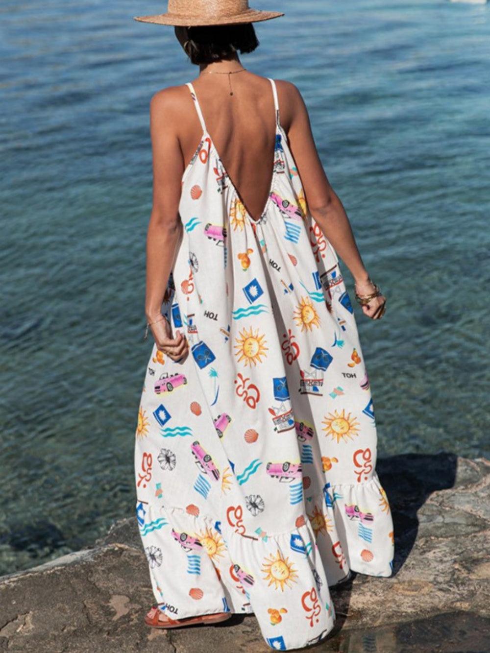 Sling Printed Holiday Loose Plus Size Dress