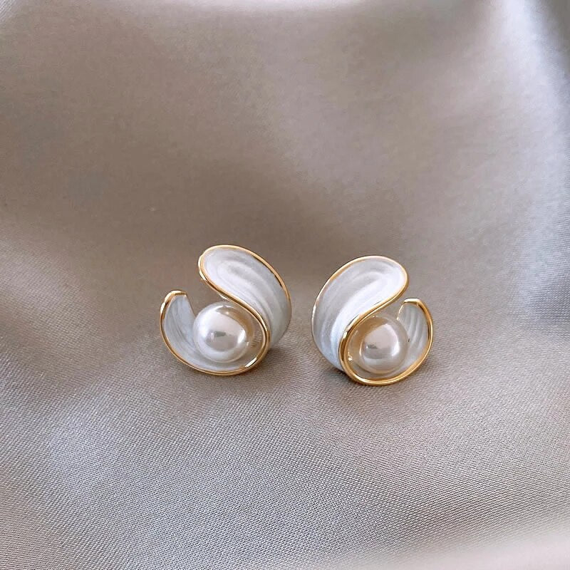Lina | Luxury White Opal Stud Earrings