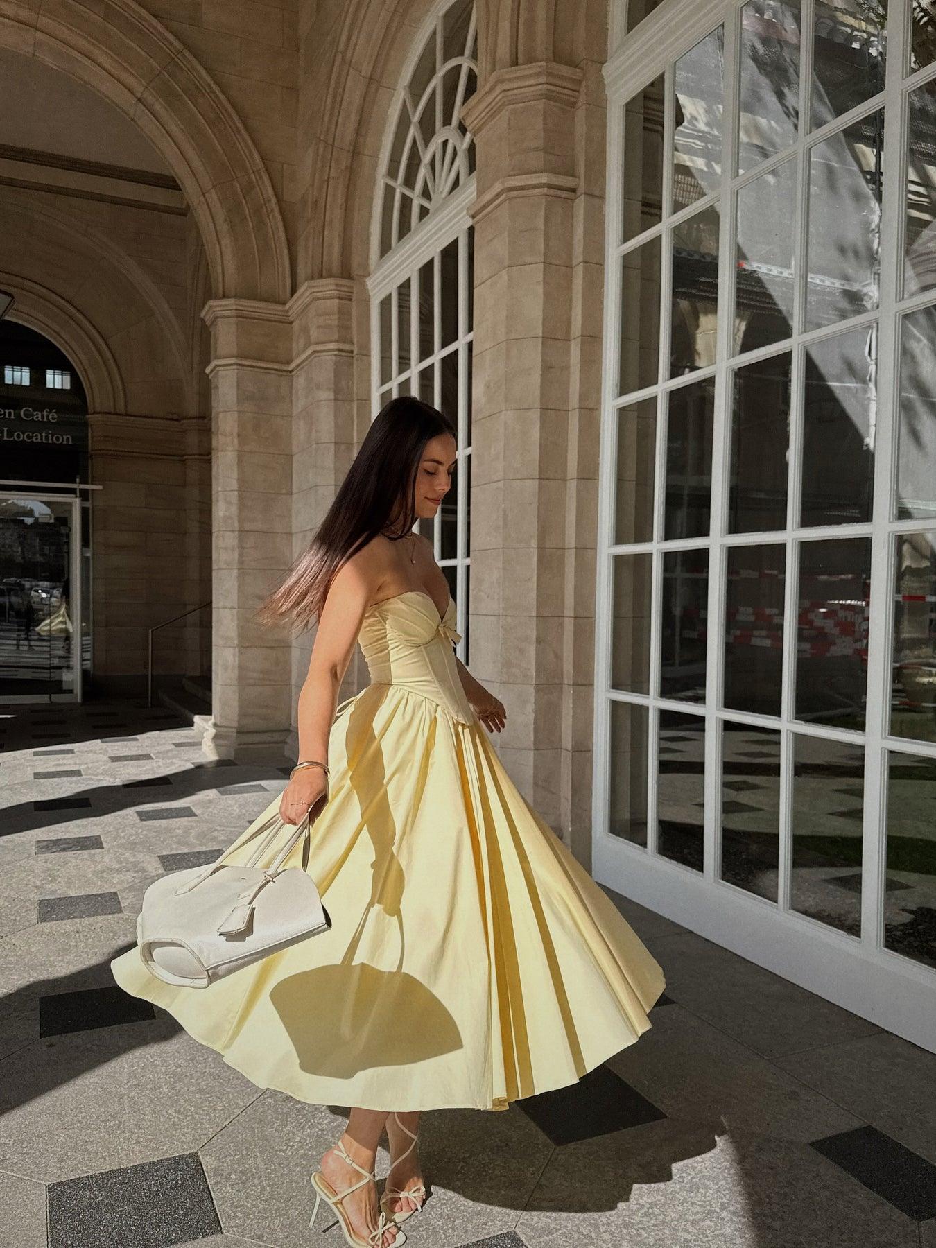 V-neck Tube Top A-line Midi Dress