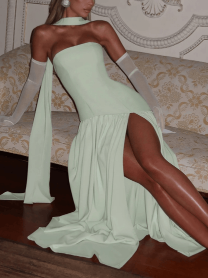 Strapless Patchwork Maxi Dress - Mint