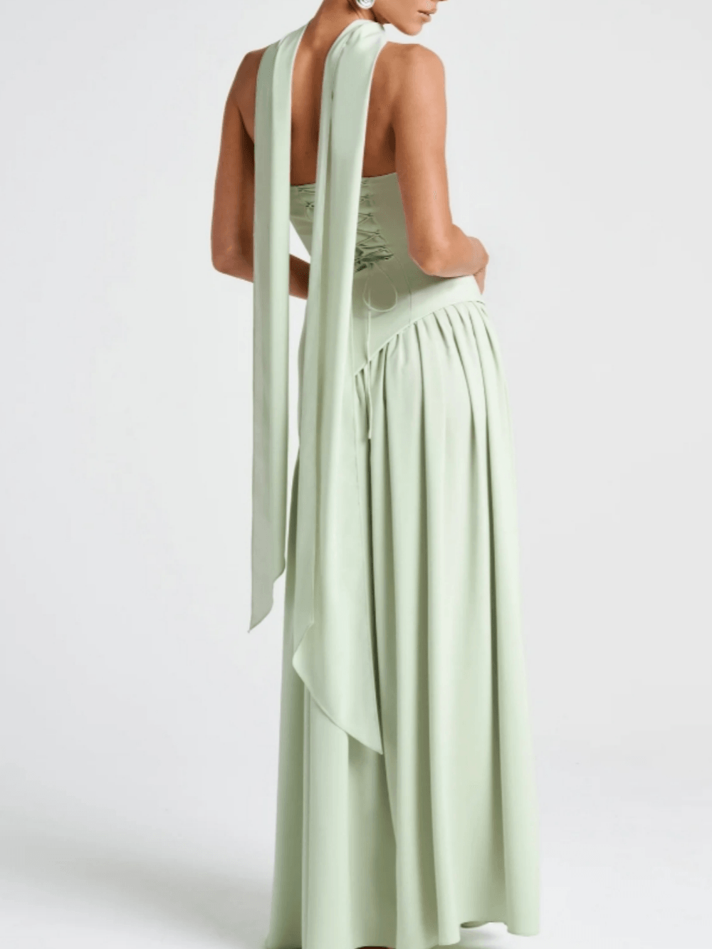 Strapless Patchwork Maxi Dress - Mint