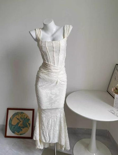 White floral maxi dress