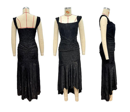 Black bell floral maxi dress