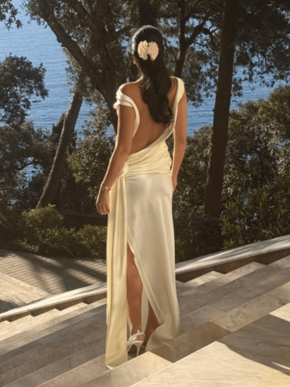 Backless Slit Satin Dress