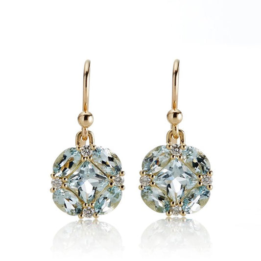 Vintage Cubic Blue Glass Earrings