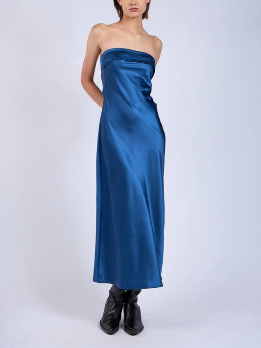 Satin Strapless Maxi Dress