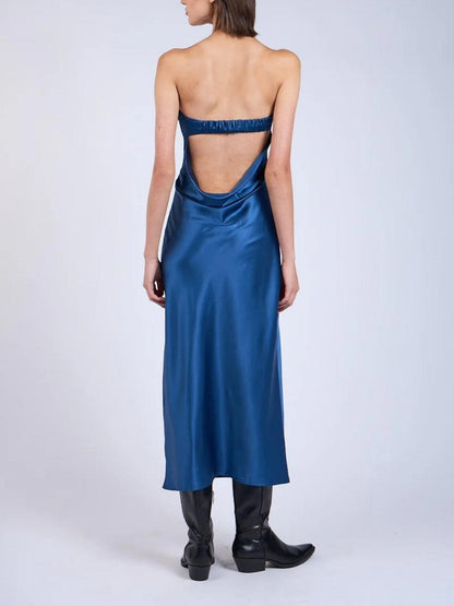 Satin Strapless Maxi Dress