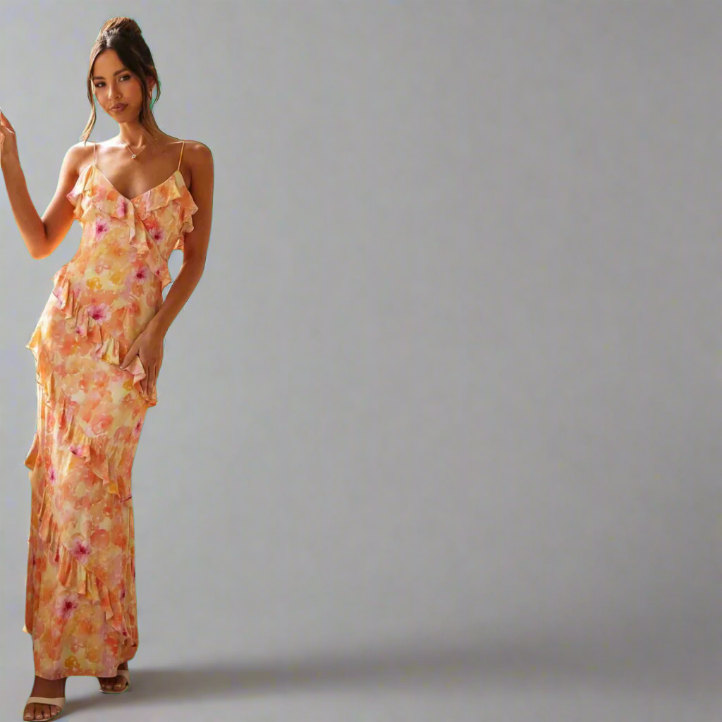 Sieglinde | Maxi Dress in Lemon Made of Airy Premium Viscose