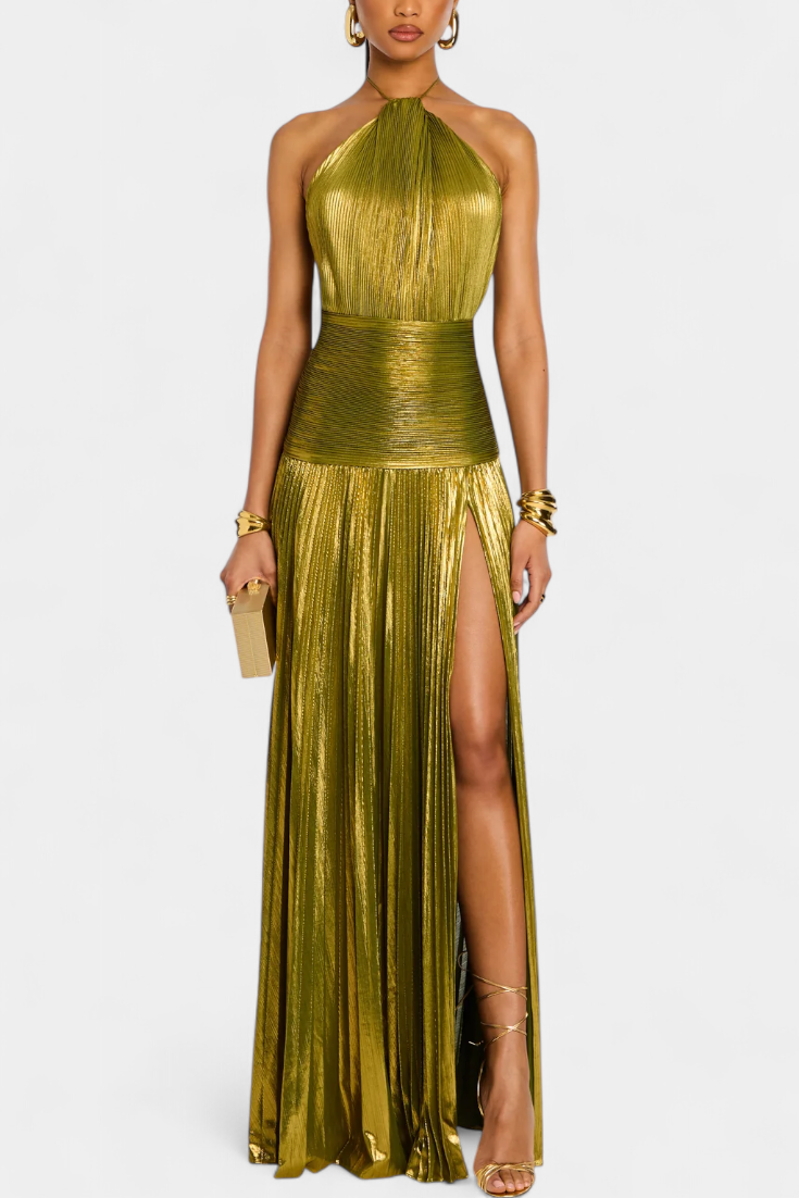 Lorette | Open-Back Metallic Dress