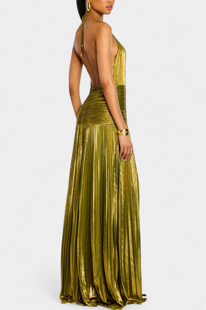 Lorette | Open-Back Metallic Dress