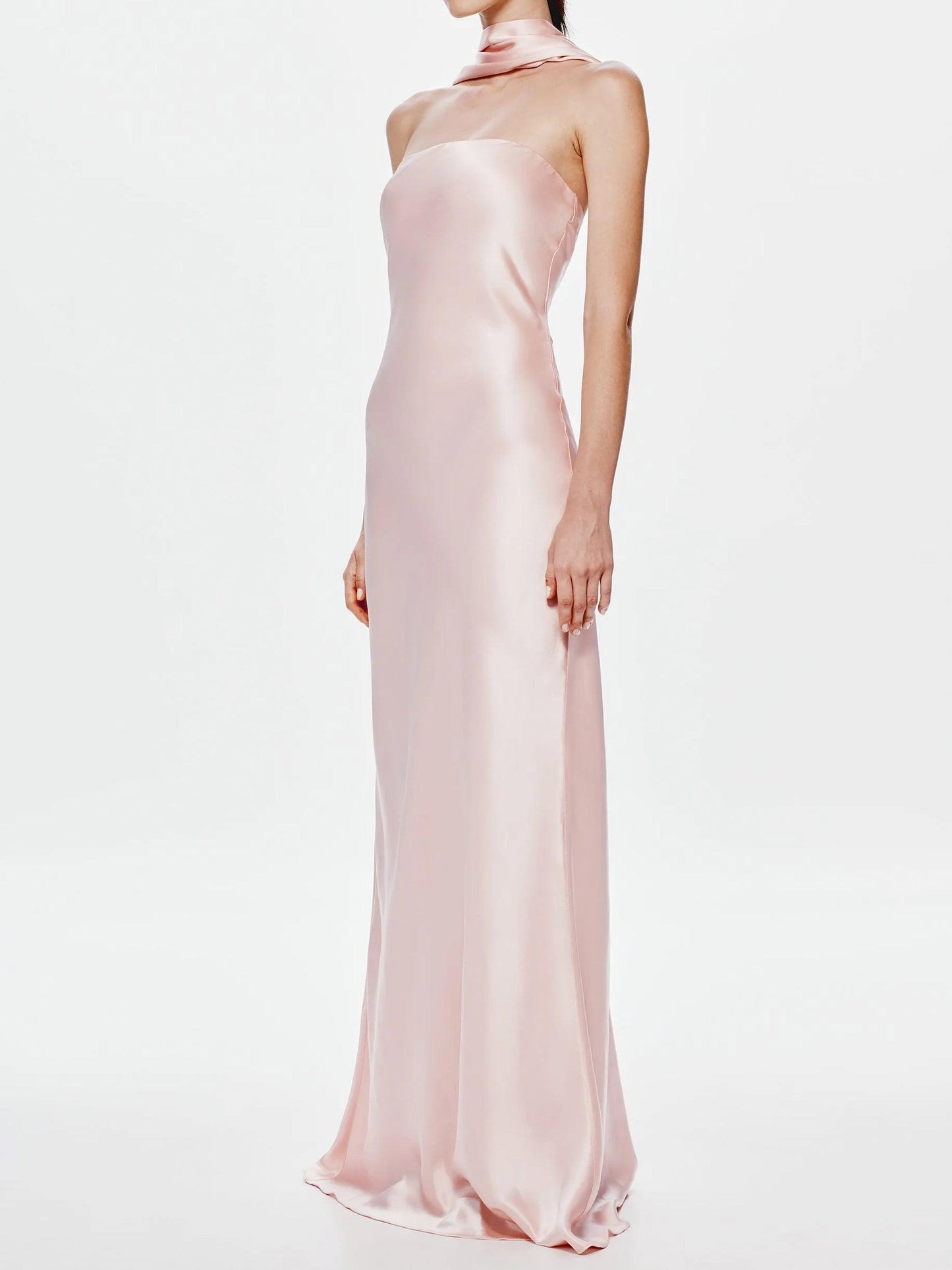 Satin Ribbon Tube Top Maxi Dress