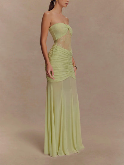 Mesh Tulle Bandeau Long Holiday Dress