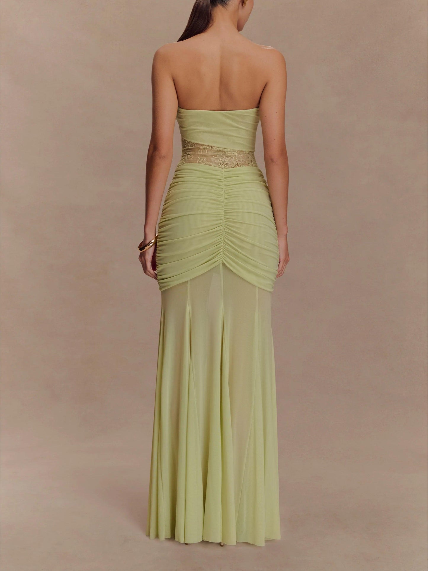 Mesh Tulle Bandeau Long Holiday Dress