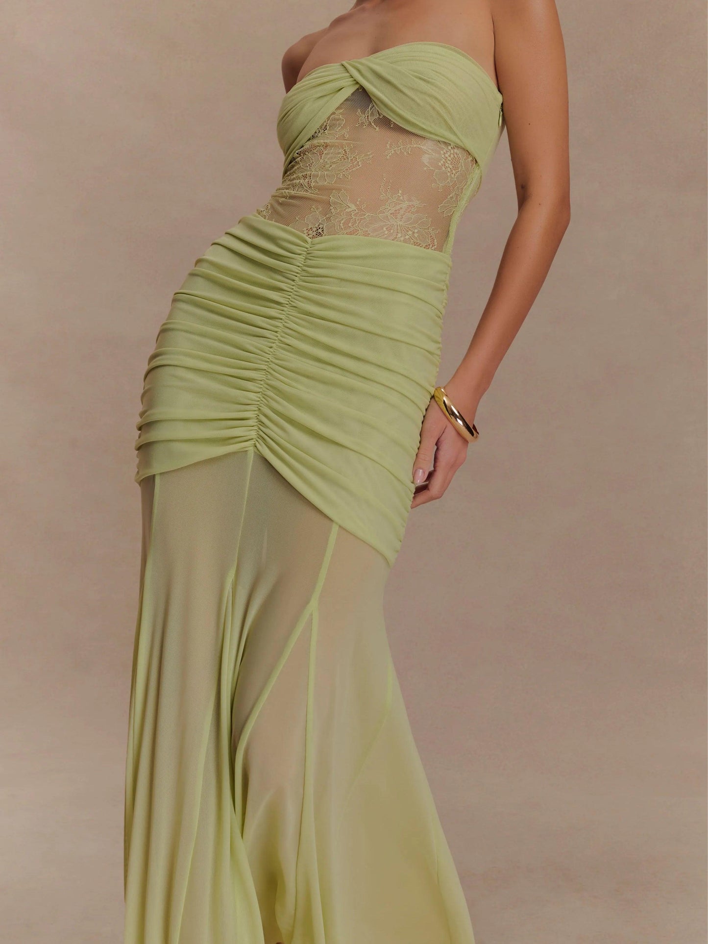 Mesh Tulle Bandeau Long Holiday Dress