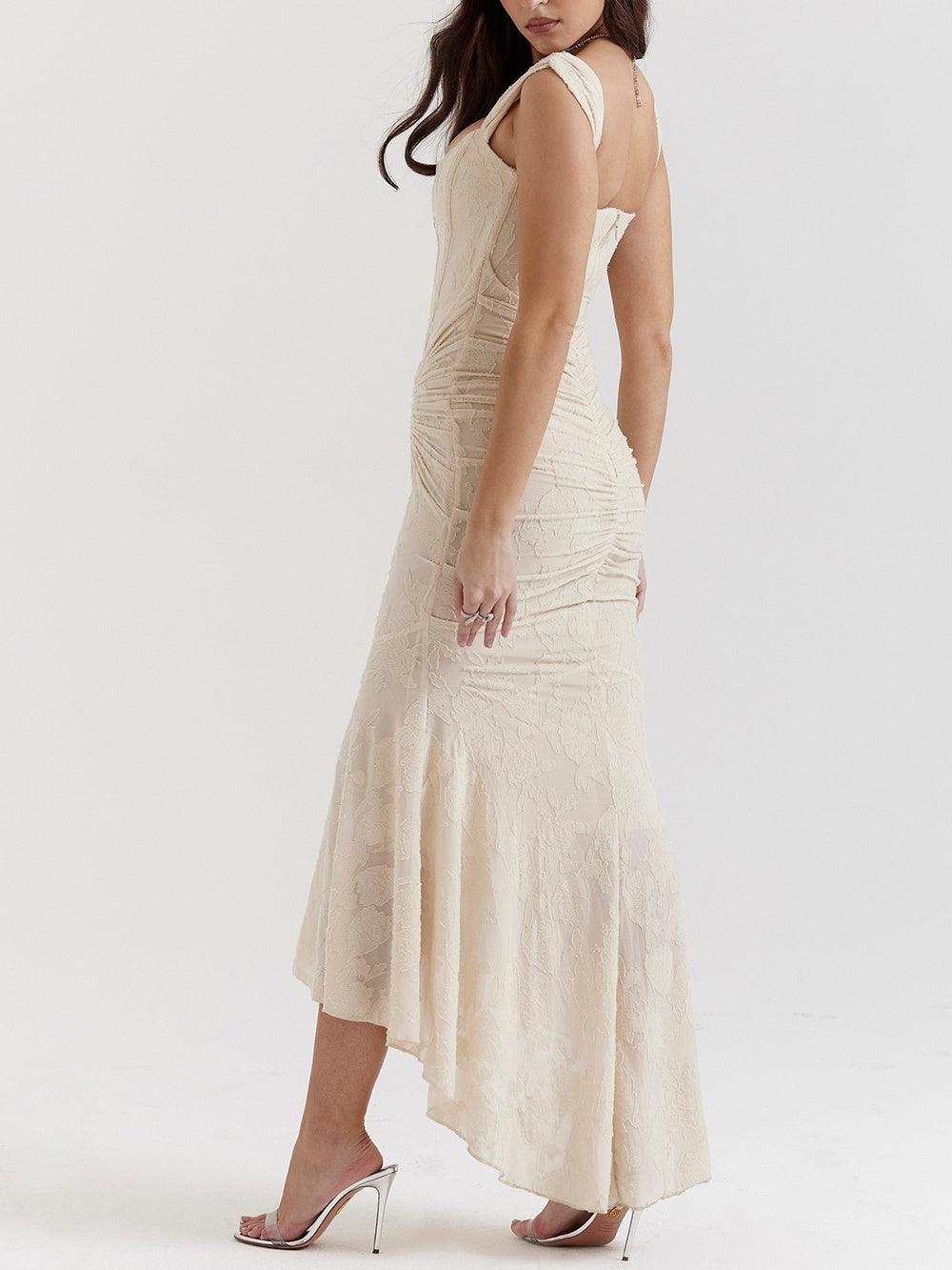 White bell floral maxi dress