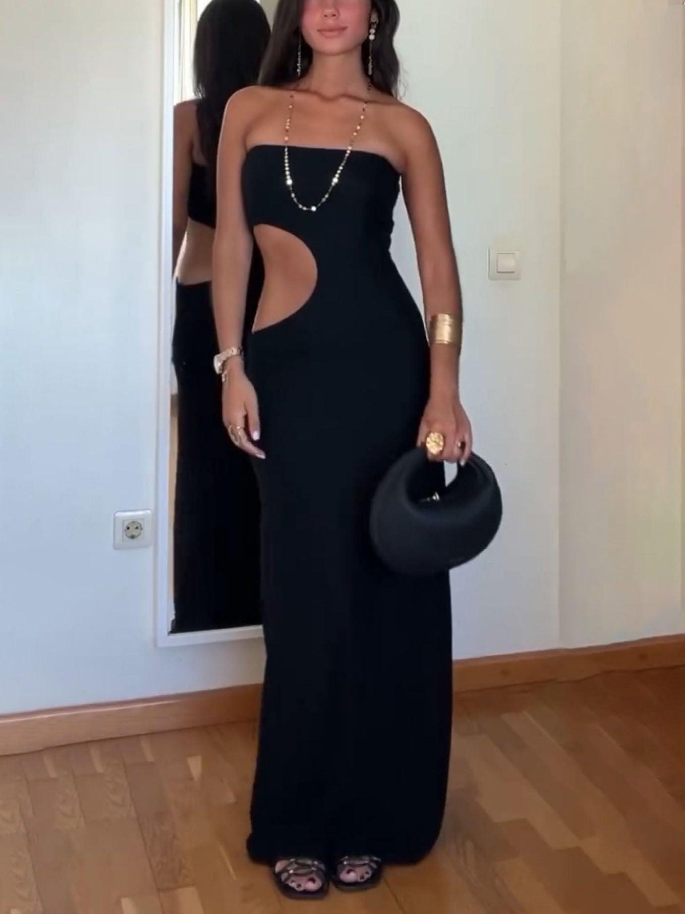 Off-The-Shoulder Sexy Hollow Polar Long Dress