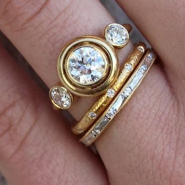 Vintage Gold Crystaline Zirconia Ring Set