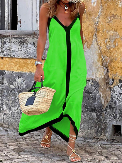 Lavechic Colorblock Suspender Midi Dress