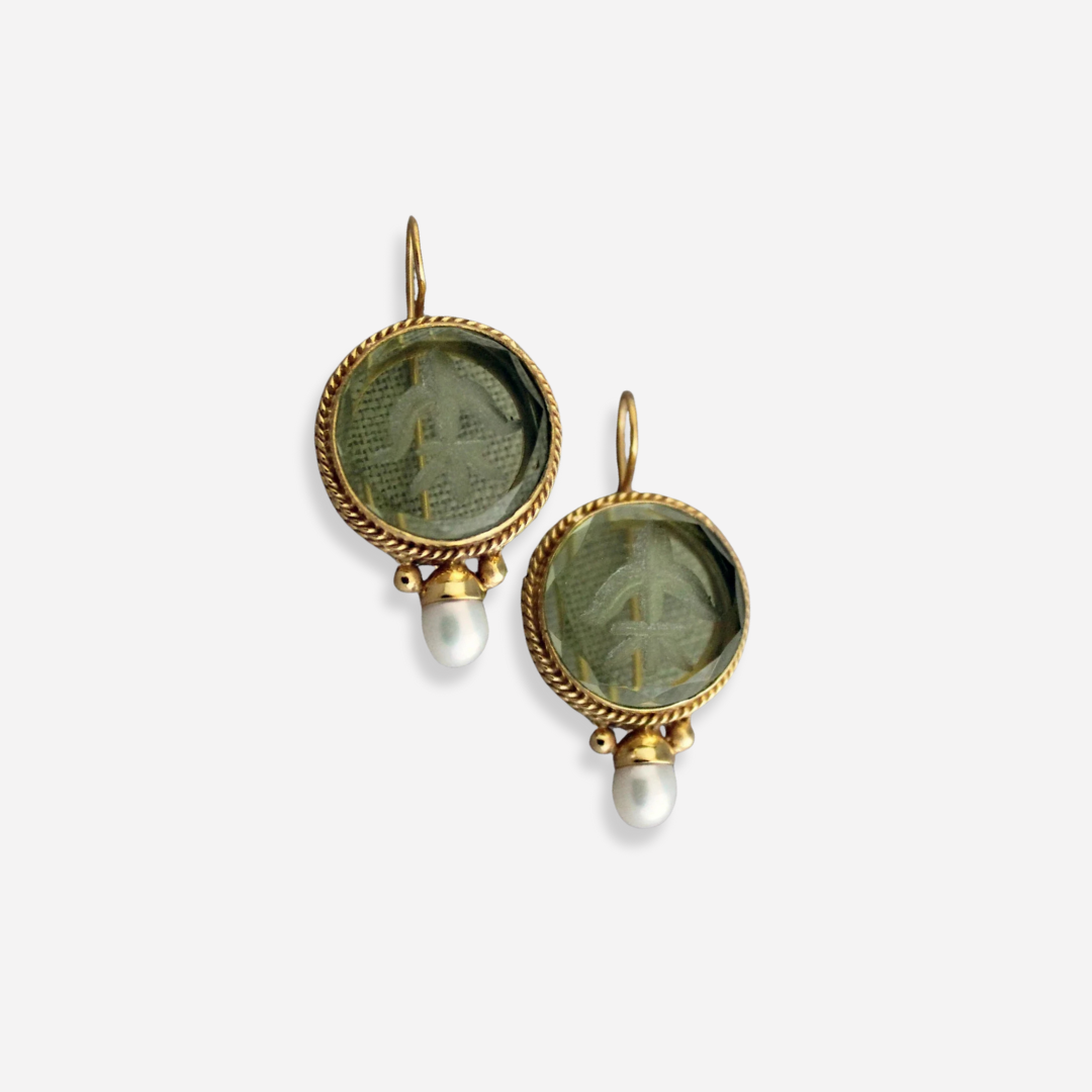 Amélie | Vintage Earrings with Stone & Pearl