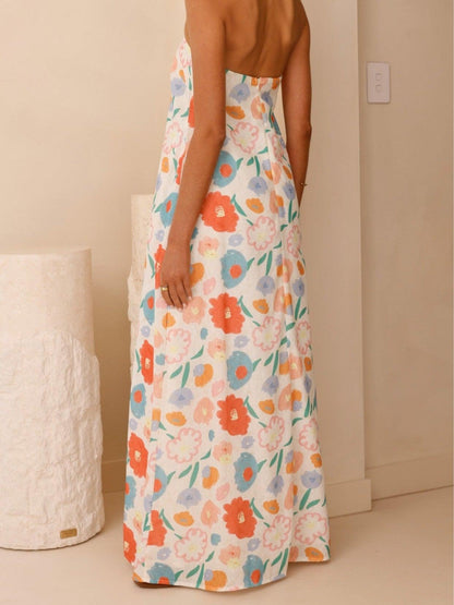 Strapless Floral Print Resort Dress