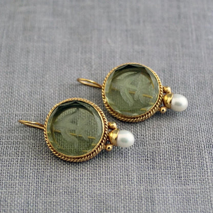 Amélie | Vintage Earrings with Stone & Pearl