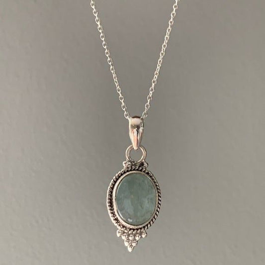 Green Stone Silver Necklace