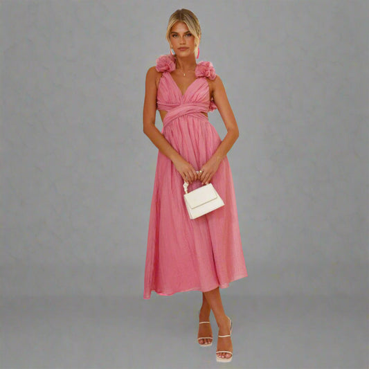 Ruth | Elegant Floral Shoulder Dress