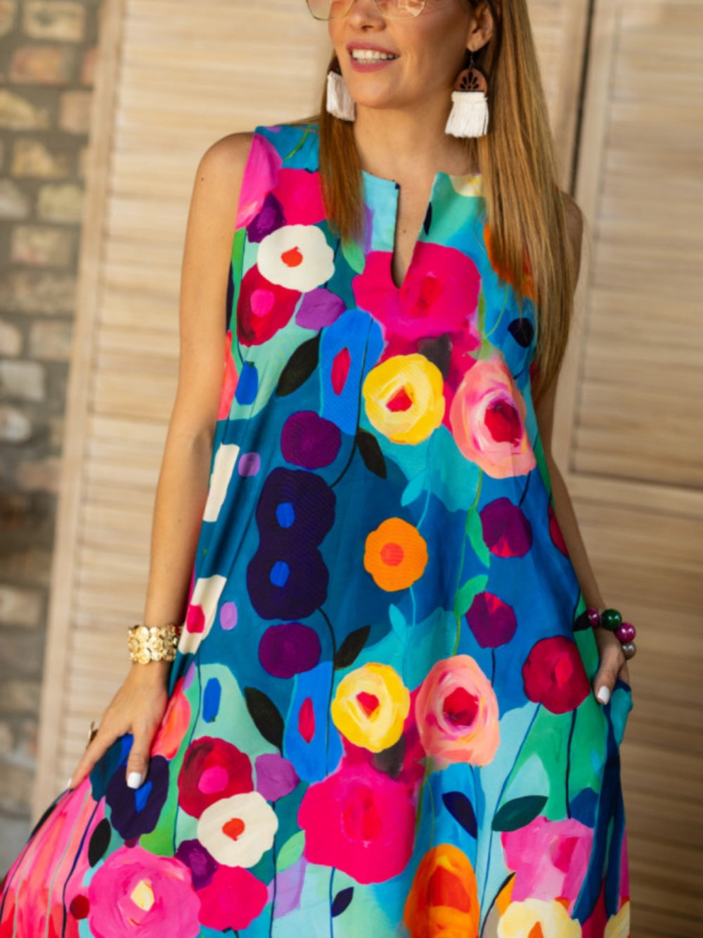 Floral painting dress
