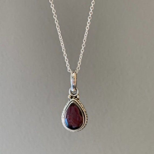 Red Stone Drop Necklace