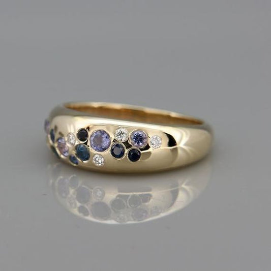 Vintage Bright Inlaid Colorful Zirconia Gold Ring