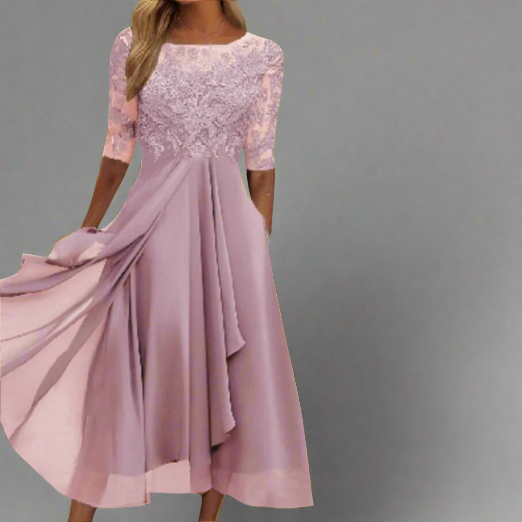 Elisa | Elegant Midi Dress with Lace