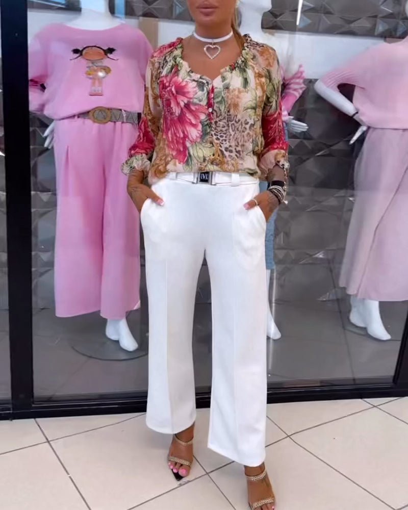 Elsie | Floral V-Neck Blouse