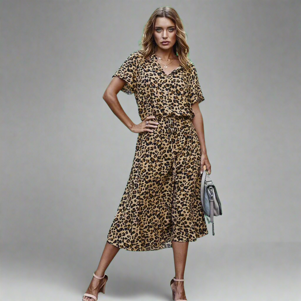 Khaki with Leopard Print / 3XL