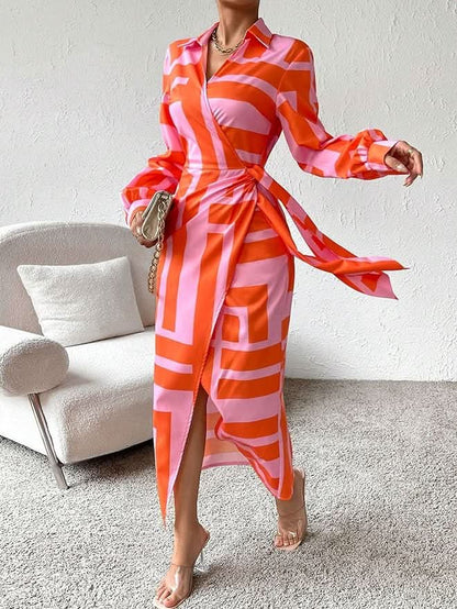 Rosea Wrap Style Dress with Print