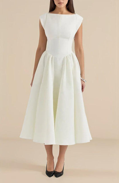 Backless Midi Dress-White