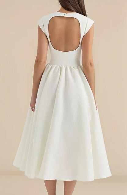 Backless Midi Dress-White