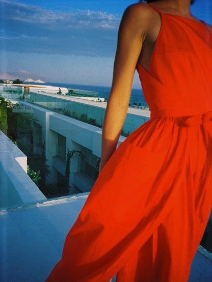 Sun Waist Midi Dress with No Side Seams