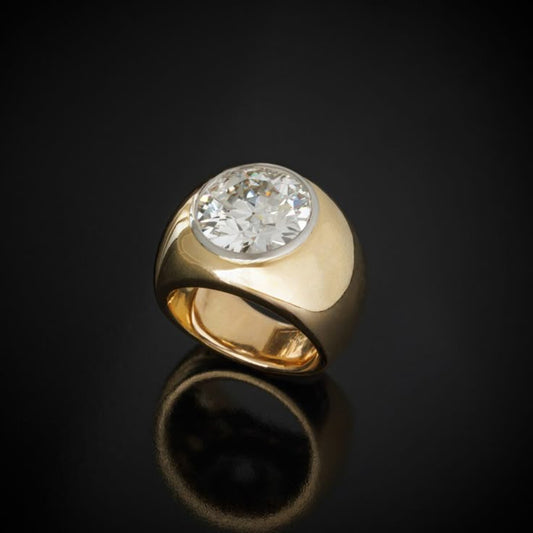 Vintage Gold Zirconia Thick Ring