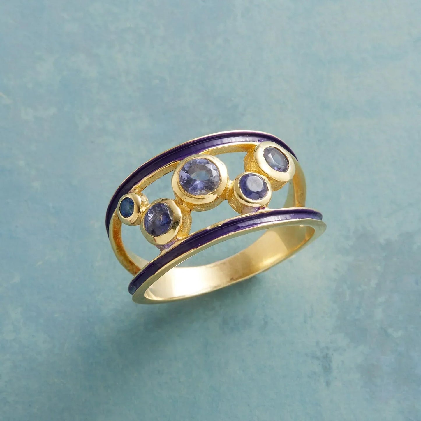 Vintage Iolite Quintet Ring