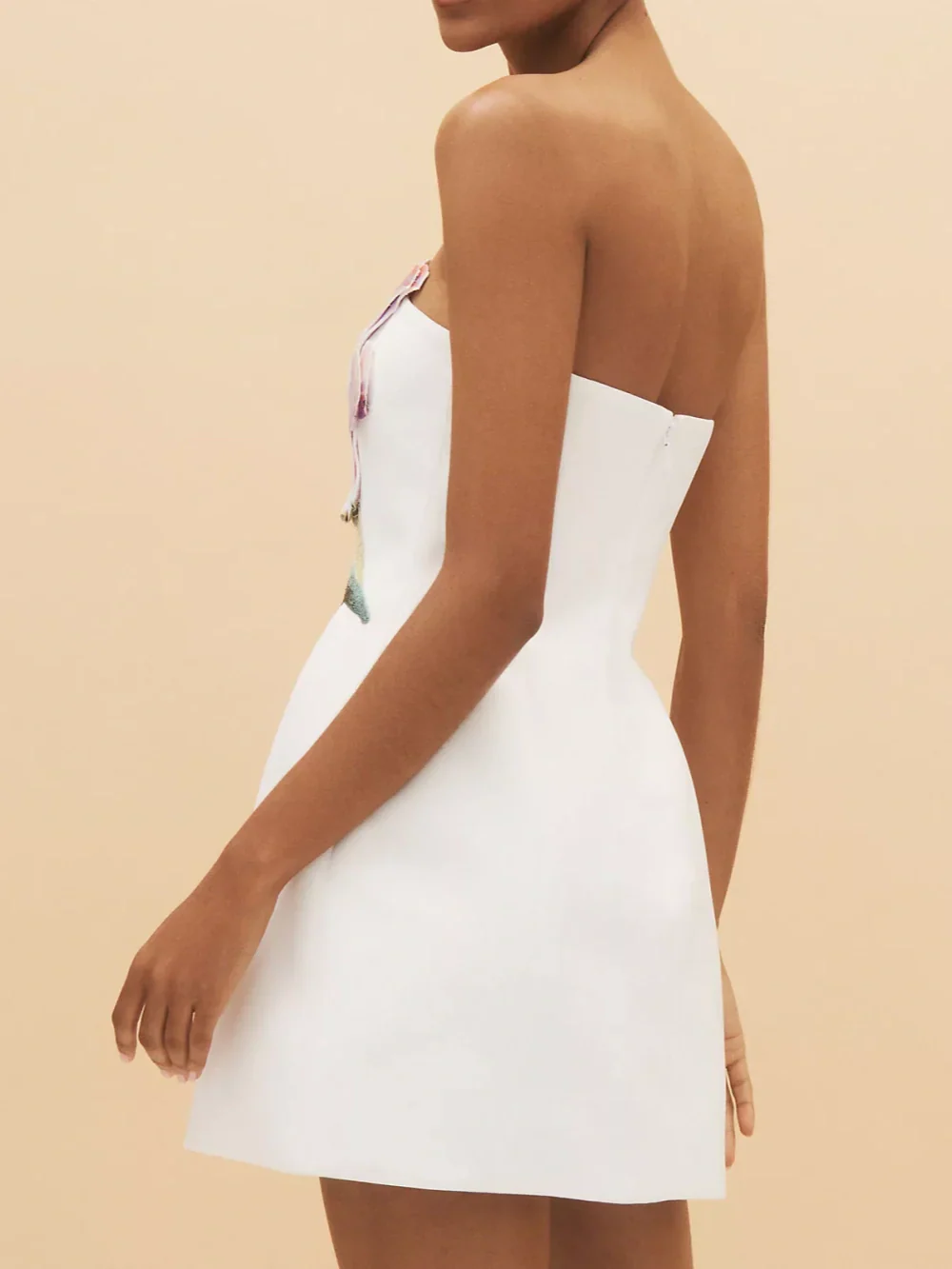 Floral embroidered tube top mini dress