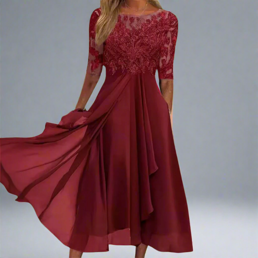Elisa | Elegant Midi Dress with Lace