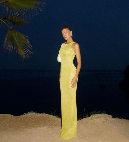 Pink sleeveless maxi dress